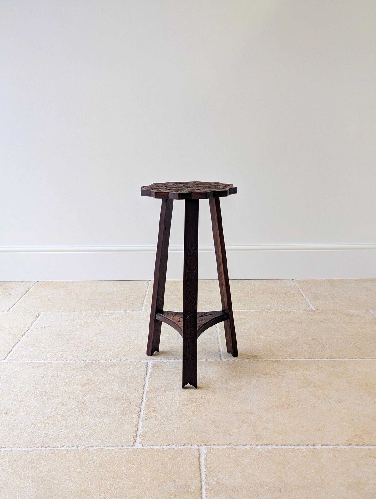 Antique Early 20th Century Carved Oak Commemorative Occasional Table C.1920 photo 495.0