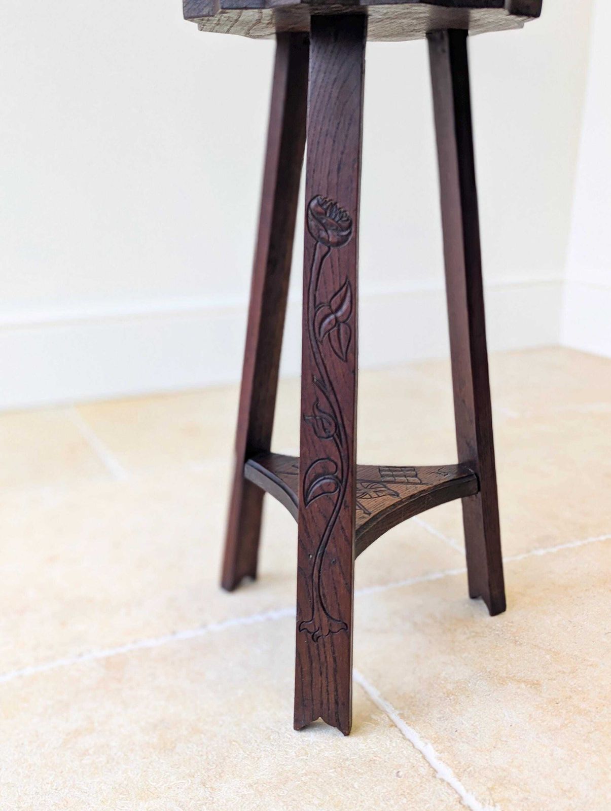 photo for sale Antique Early 20th Century Carved Oak Commemorative Occasional Table C.1920