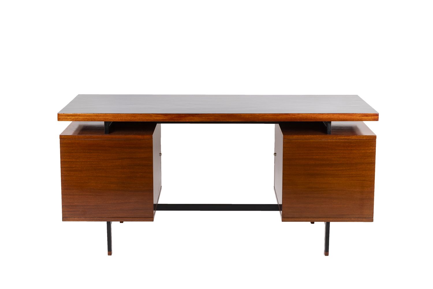 Pierre Guariche, Desk In Mahogany And Lacquered Metal, 1960’s photo buy