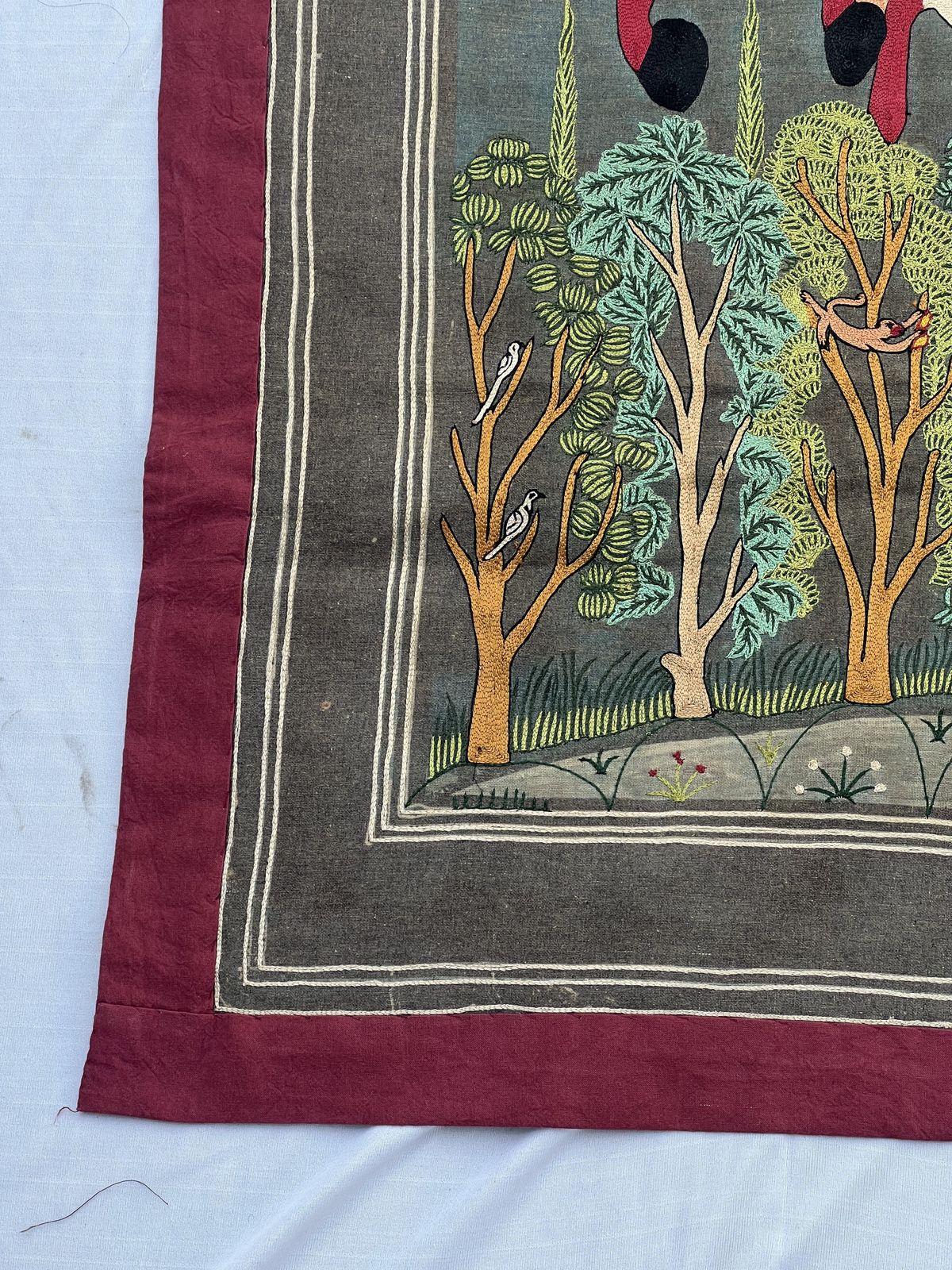 Hand Embroidered Royal Horse Riders  Jhansi Vali Rani Tapestry | Rare Vintage Mughal Indian Textile| Eco Friendly Vegetable Dyes Circa 1980s photo Art