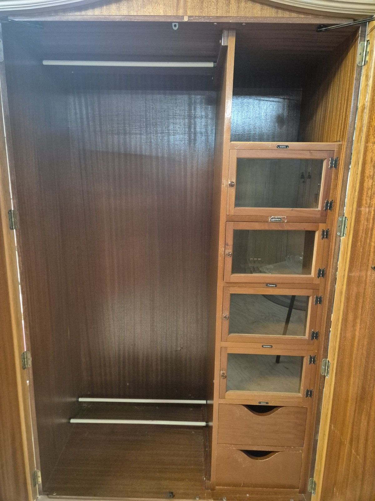 Mid Century French Style Walnut Works Gentleman's Wardrobe photo for sale
