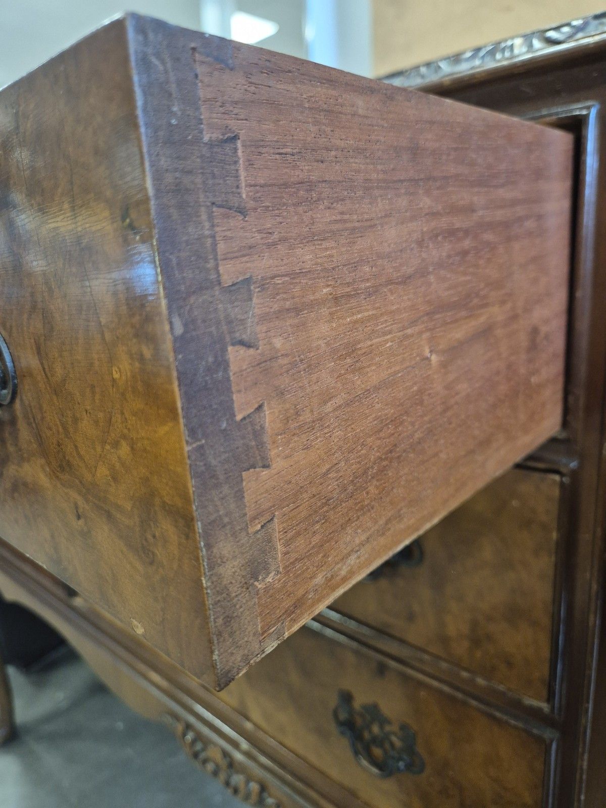 Archie Shine 1930s Queen Anne Style Burr Walnut Sideboard photo buy