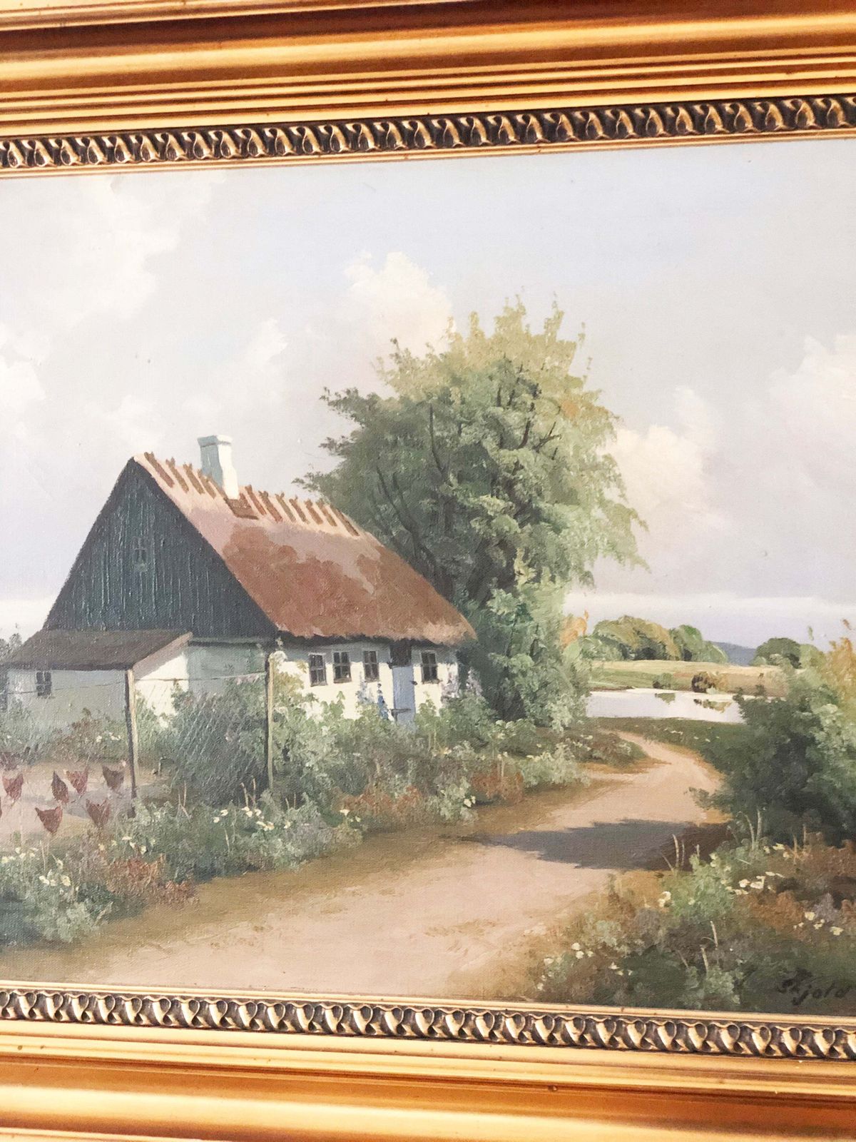 Vintage Large Original Oil Painting Of A Countryside Cottage, C. 1940 photo 400.0