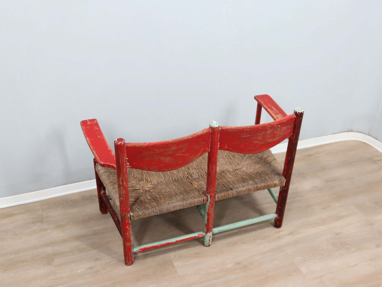 Furniture 1930s Italian Rustic Wooden Country Chic Bench photo