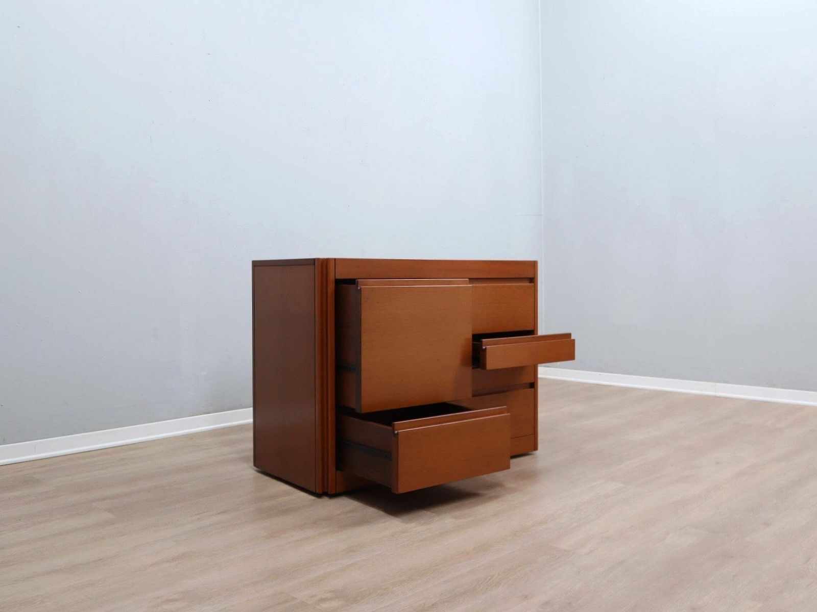1970s Italian Walnut Angelo Mangiarotti 4d Series Cabinet Bar photo Furniture