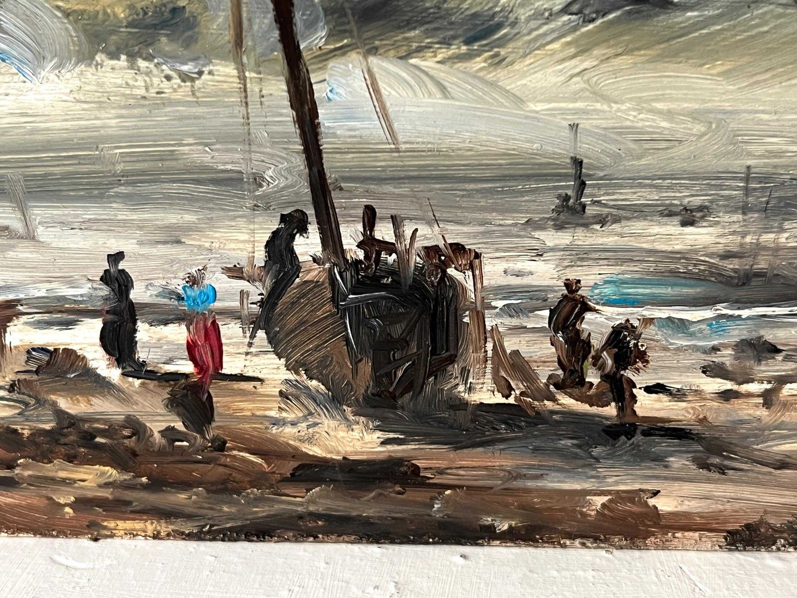 Original 1950's Seascape Oil On Panel, Antique Small Marine Scene, Sailor Painting photo Art