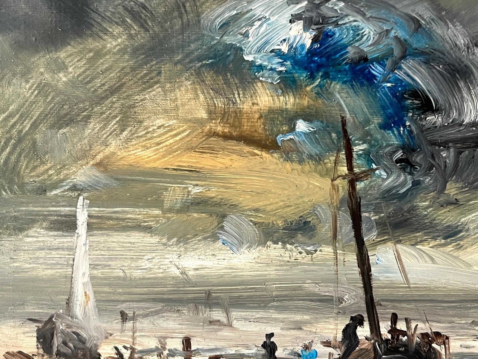 Original 1950's Seascape Oil On Panel, Antique Small Marine Scene, Sailor Painting photo vinterior