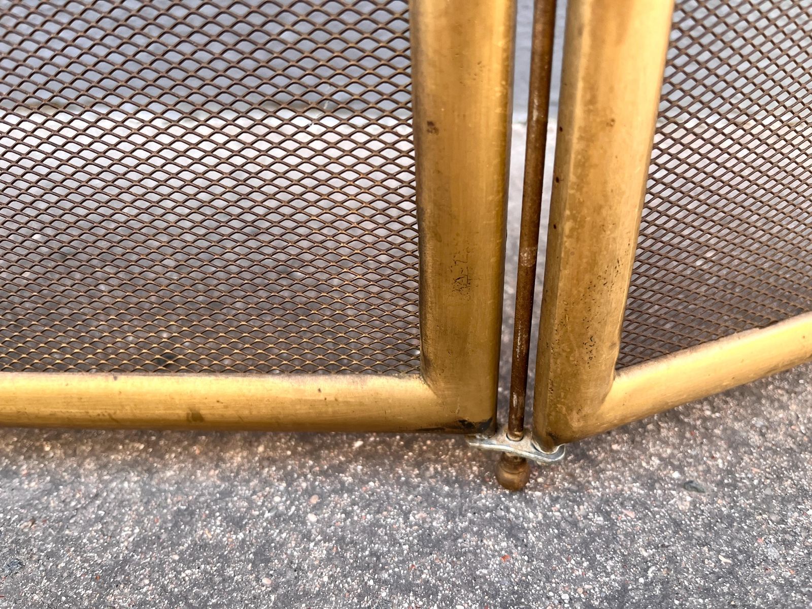 photo furniture French Antique Brass Fireplace Screen 40 X 20 Inches, 4 Flap 1920's Fire Screen
