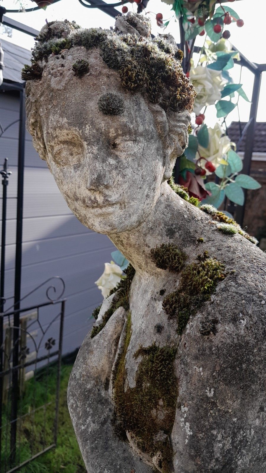 Nicely Weathered With Moss Neoclassical Life Size Stone Garden Statue Sculpture photo Garden Decor