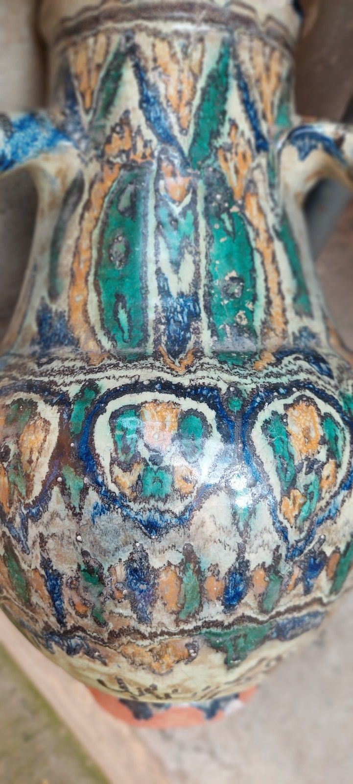 Antica Giara Maiolica Dipinta Smaltata Fez  Marocco XIX Secolo photo vinterior