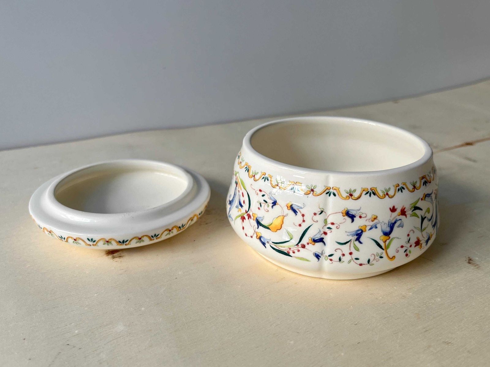 Gien Toscana Earthenware Candy Box, Round Jewelry Box, French Tableware Manufacture photo Home Decor