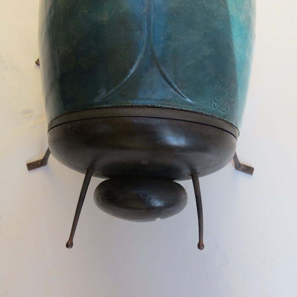 19th Century Enamelled Cast Iron Wood Burning Stove Le Scarabee Paris No 1 photo 4500.0