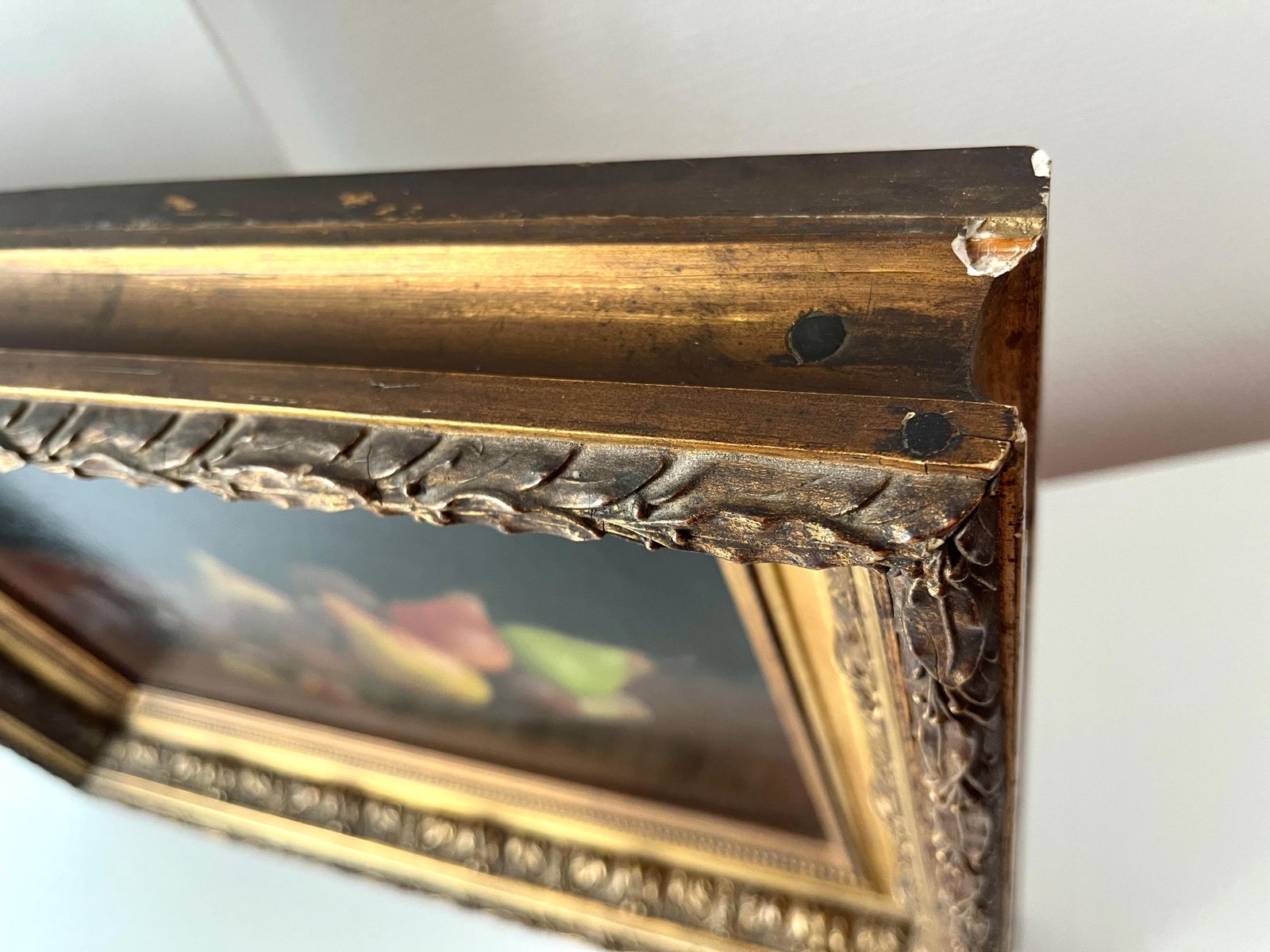 photo furniture Original 1911s Still Life "Pears And Plums" Oil On Canvas, Antique Fruits Oil Painting, Gilded Framed French Still Life Signed J.Boisselet