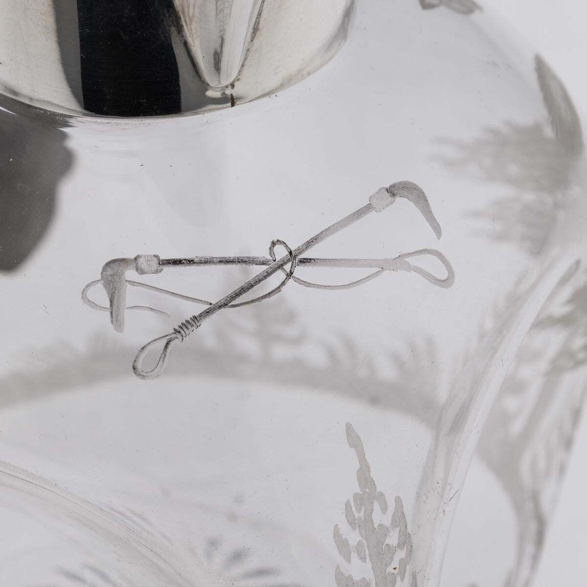 photo buy Antique 19thc English Solid Silver & Etched Glass Claret Jug, Birmingham C.1897