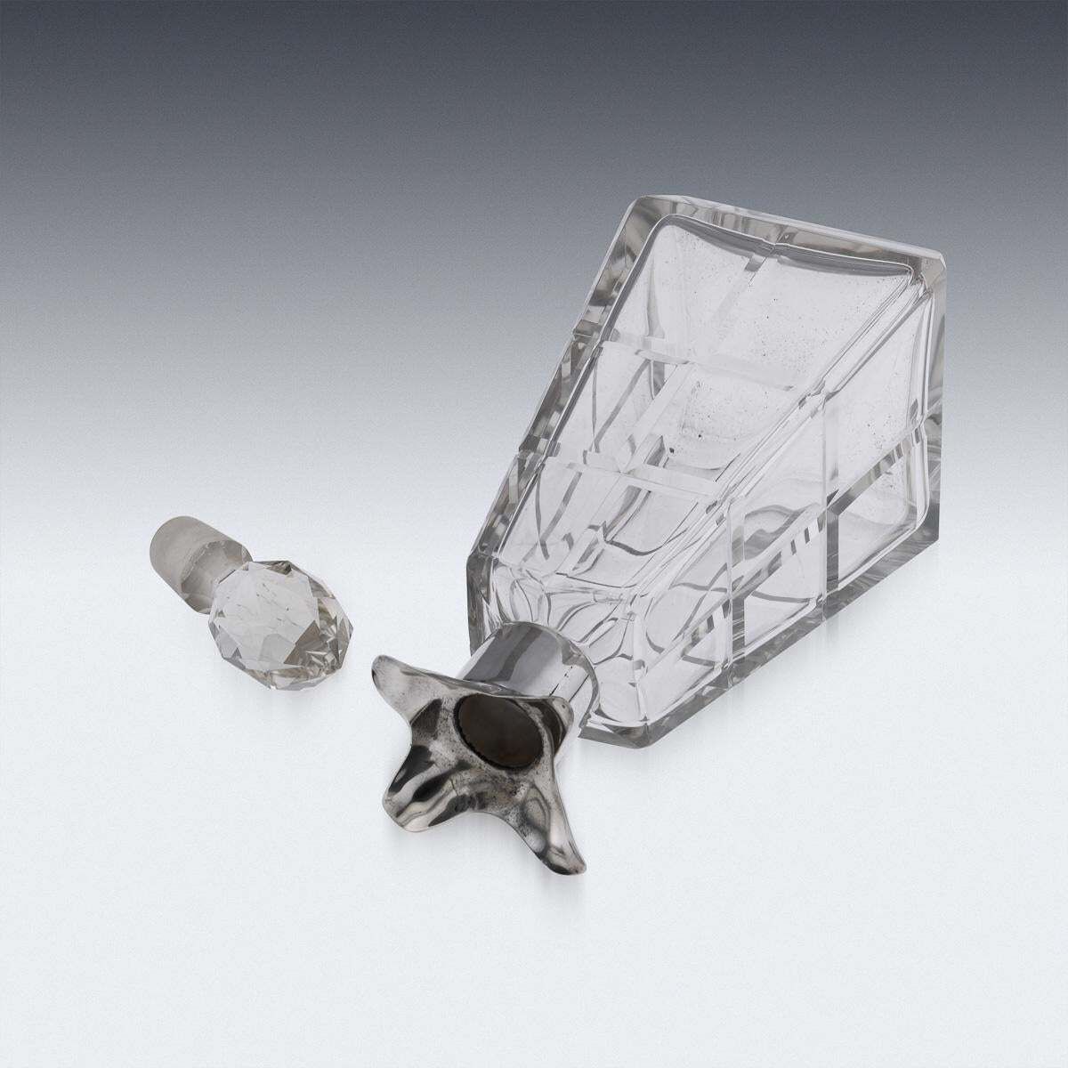 photo furniture Antique 20thc English Solid Silver & Cut Glass Decanter By Asprey, London C.1911