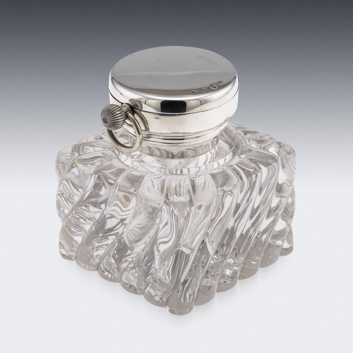 Antique 20thc Scottish Solid Silver Clock & Inkwell By Hamilton & Inches C.1903 photo Home Decor