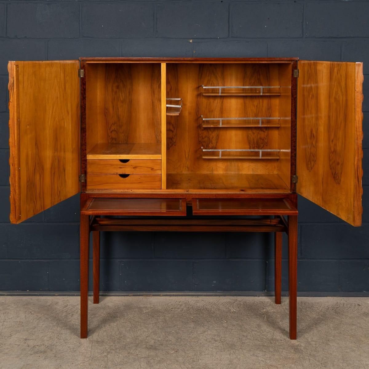 Vintage 20thc Italian Dry Bar Cabinet With 'Woven' Front Decor On Stand C.1960 photo 7127.0