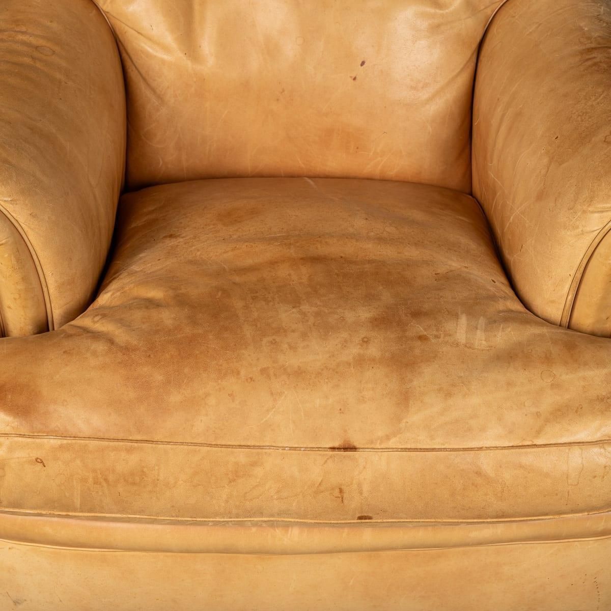 photo for sale Vintage 20thc Italian Pair Of Tan Leather Armchairs By Poltrona Frau C.1970