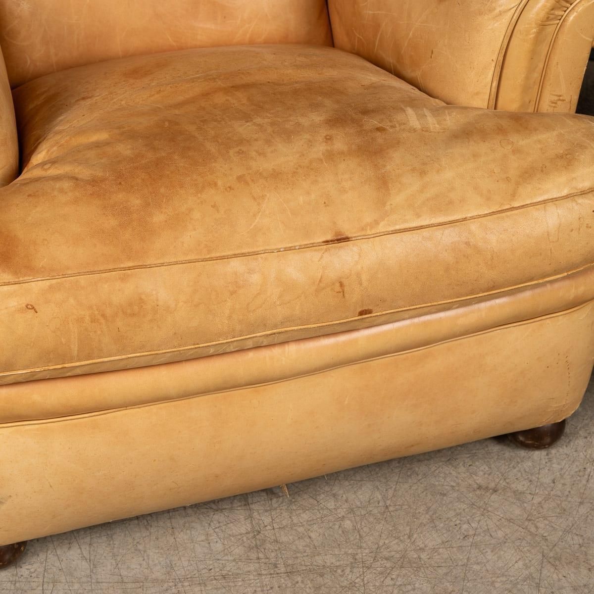 2848.0 Vintage 20thc Italian Pair Of Tan Leather Armchairs By Poltrona Frau C.1970 photo