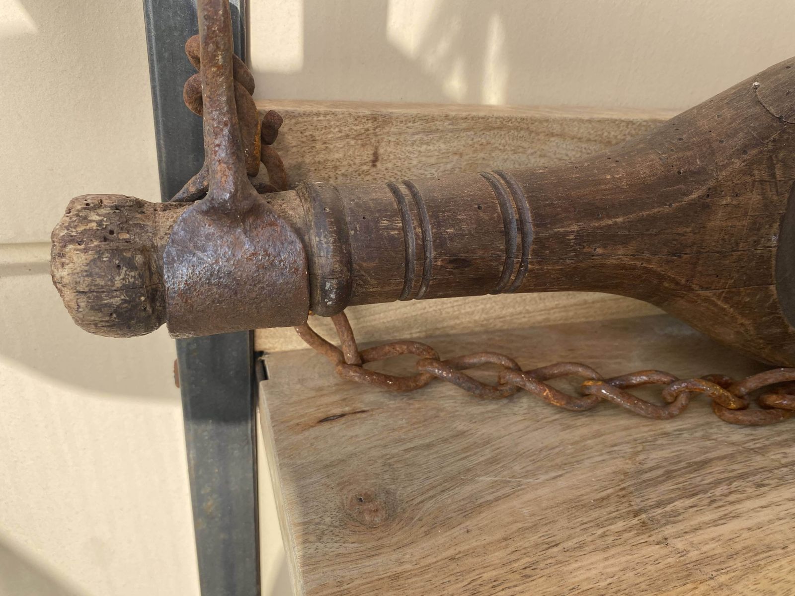 Rare Antique 19th Century Milkmaid Yoke With Turned Ends And Original Chain   90cmw photo Furniture