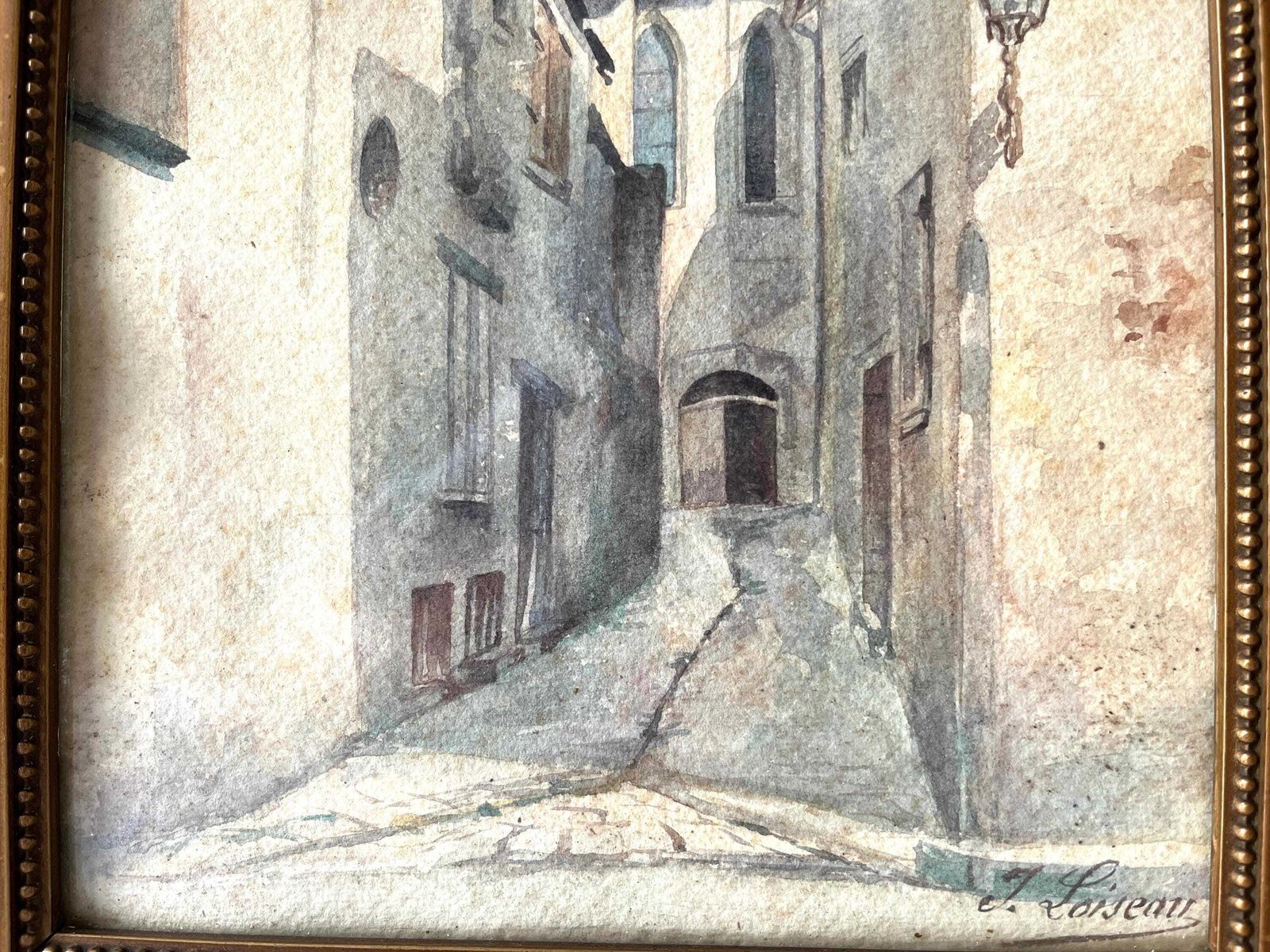 Original 1920s Watercolor Of A French Village View, Antique Signed Landscape Painting photo Art