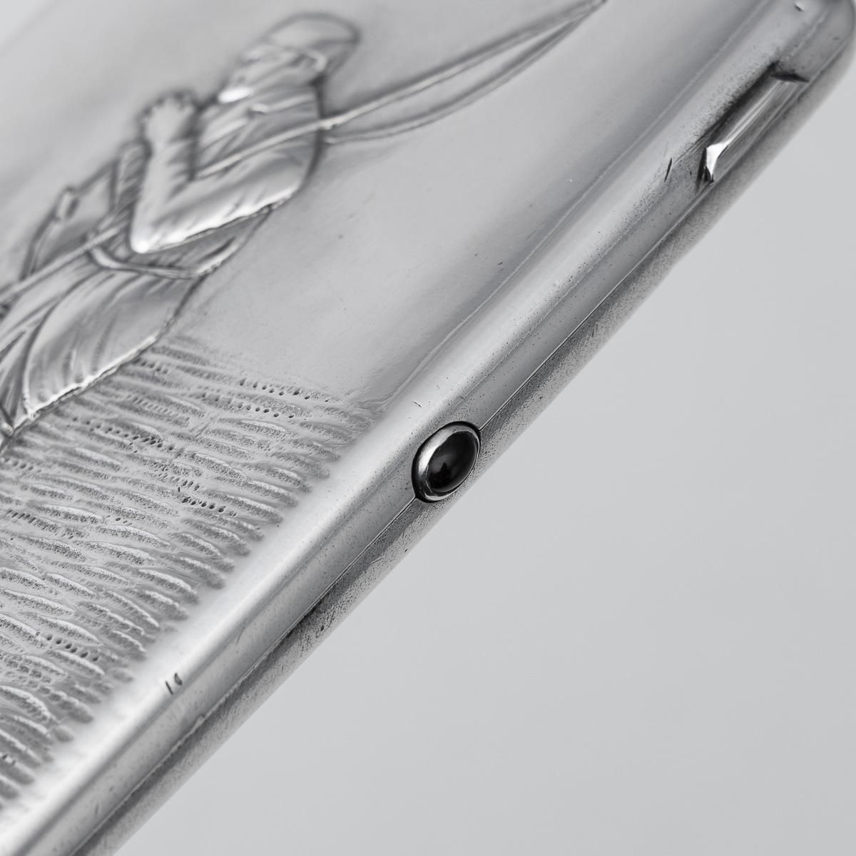 photo for sale Antique 20thc Imperial Russian Solid Silver Cigarette Case, Moscow C.1900