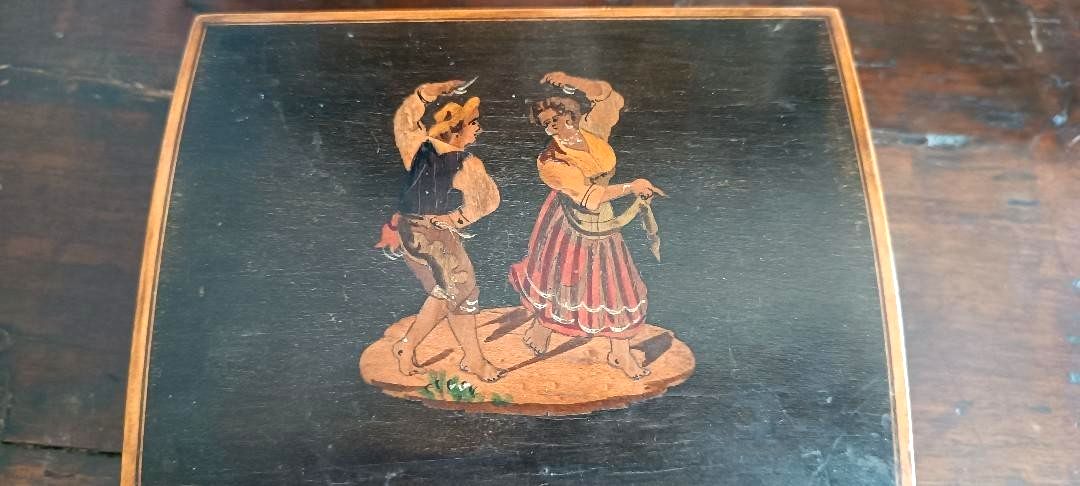 Antique 1930s Inlaid Wood Carillon Sorrento photo for sale