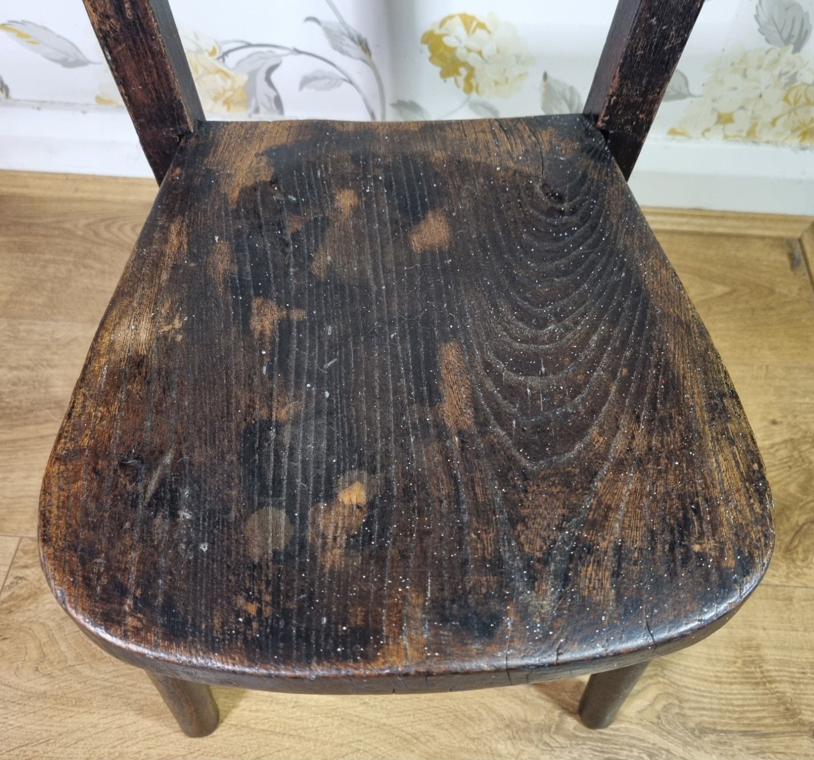 Antique Elm Childs School Chair Rustic Aged Patina Teddy Display Plant Stand photo vinterior