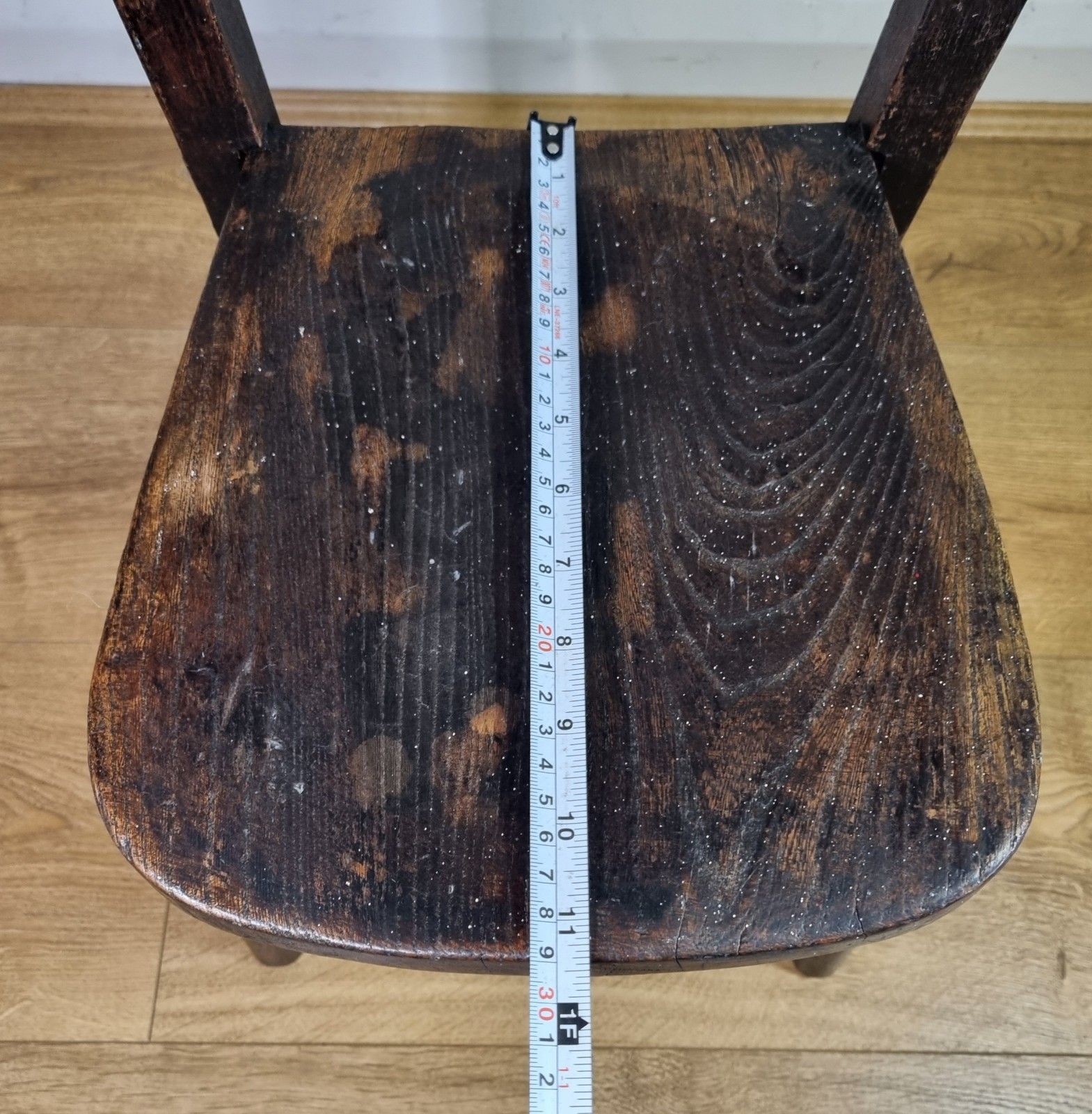 photo buy Antique Elm Childs School Chair Rustic Aged Patina Teddy Display Plant Stand
