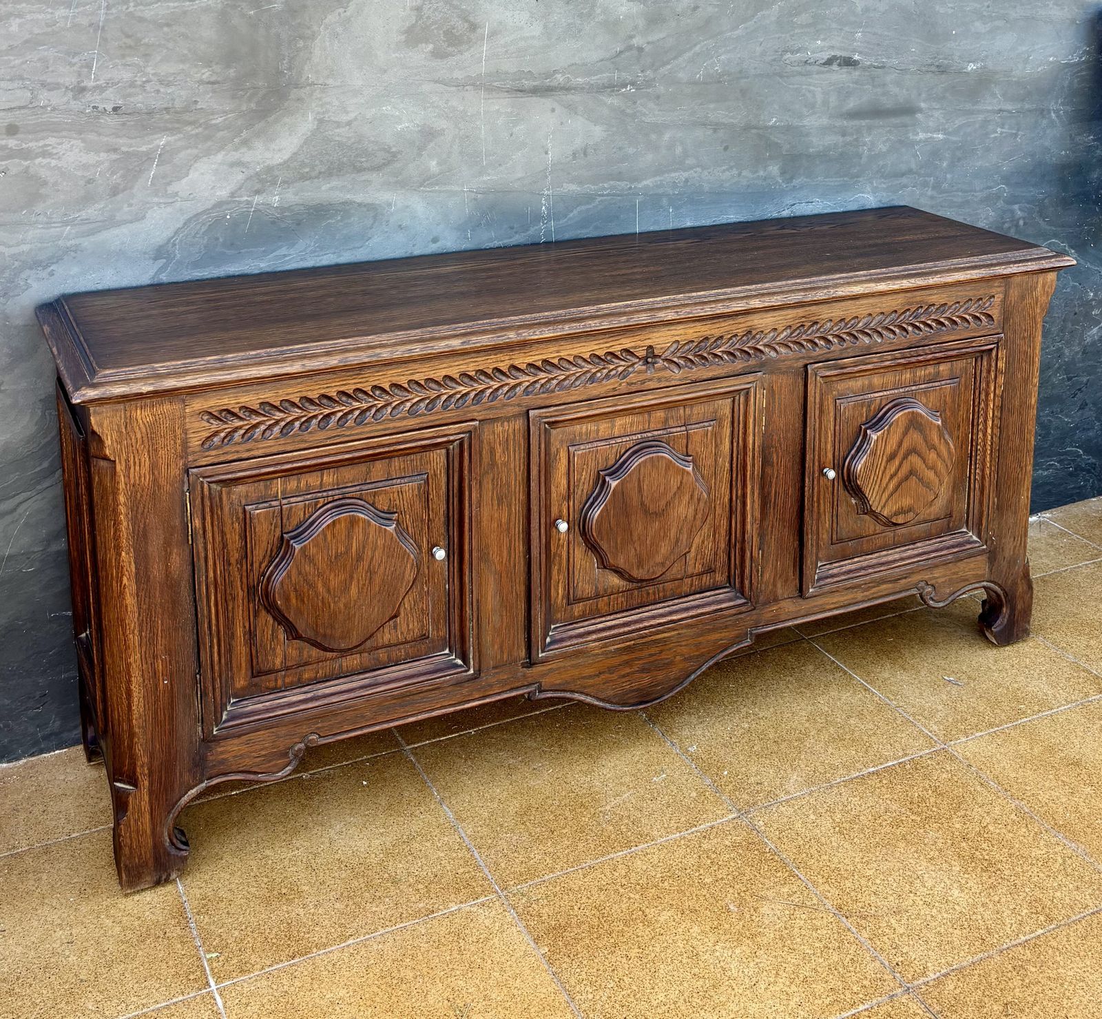 Spanish Renaissance Revival Oak Sideboard With Three Doors, 1930 photo 2900.0