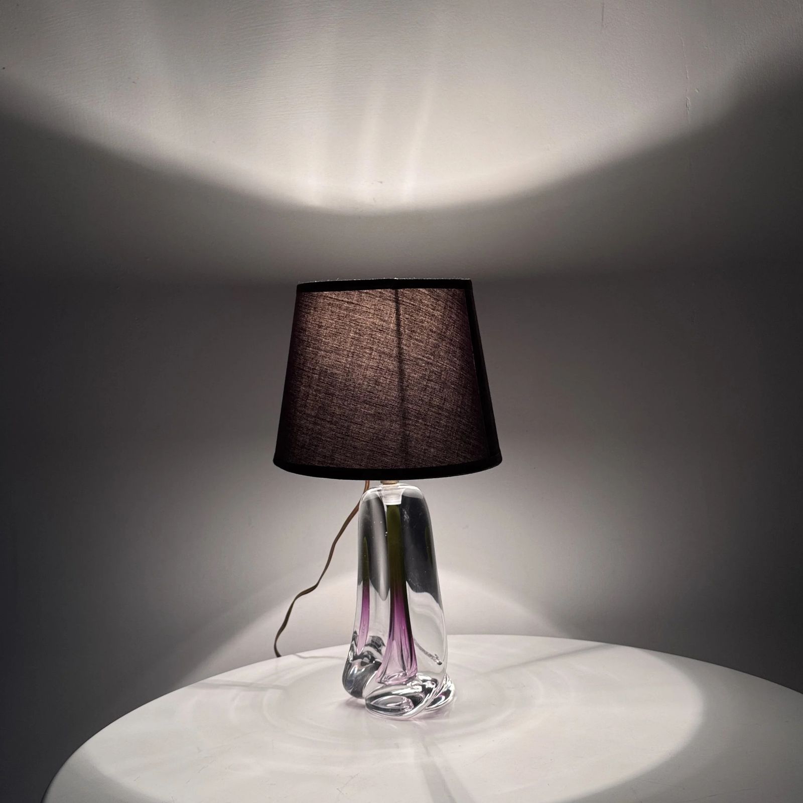 Vintage Val Saint Lambert Amethyst Crystal Glass Table Lamp Base, Amethyst photo buy