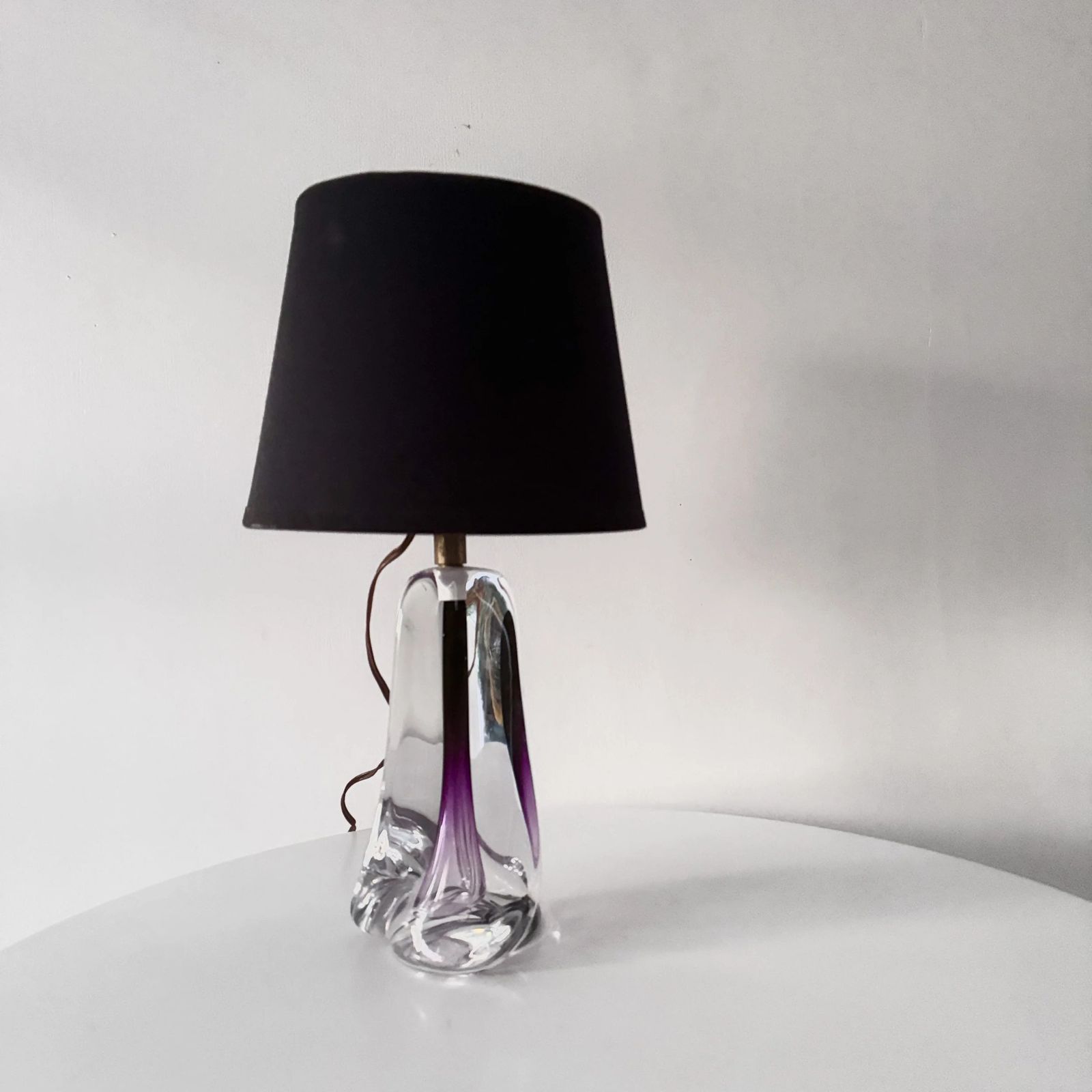 Vintage Val Saint Lambert Amethyst Crystal Glass Table Lamp Base, Amethyst photo vintage
