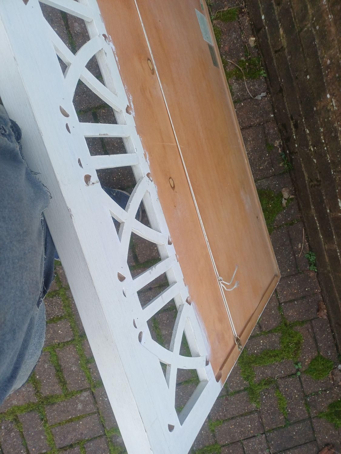 photo buy Large Hand Painted Ducal Pine Mirror Farrow And Ball Wimborne White Gold Trellis Over Mantel Wall Mirror Shabby Chic