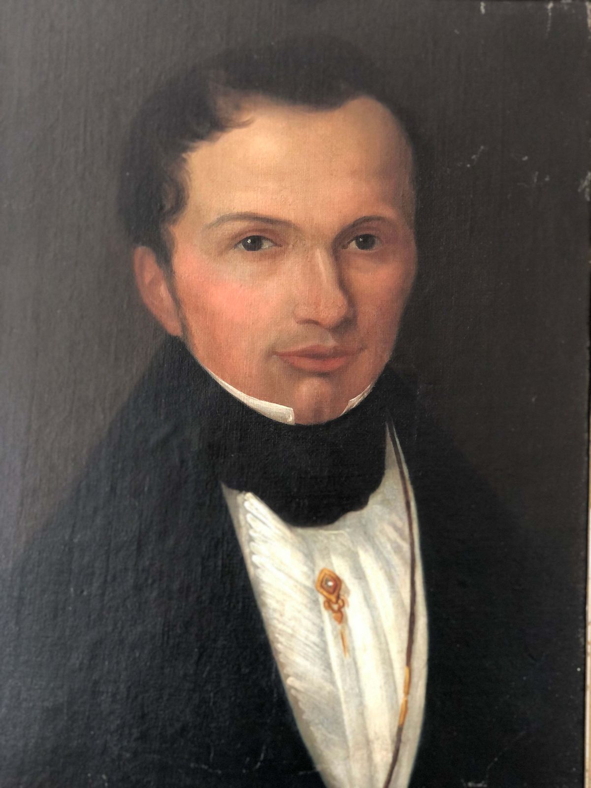 Antique Portrait Painting Of A Dutch Gentleman, C. 1840 photo furniture