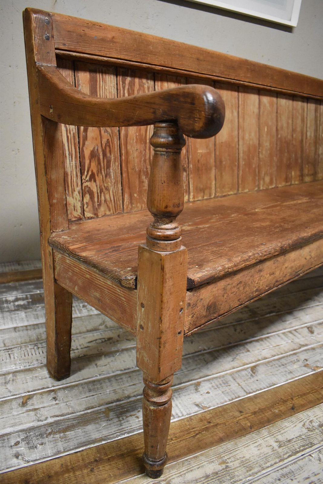 19th Century Victorian Stripped Pine Chapel School Seating Bench photo buy