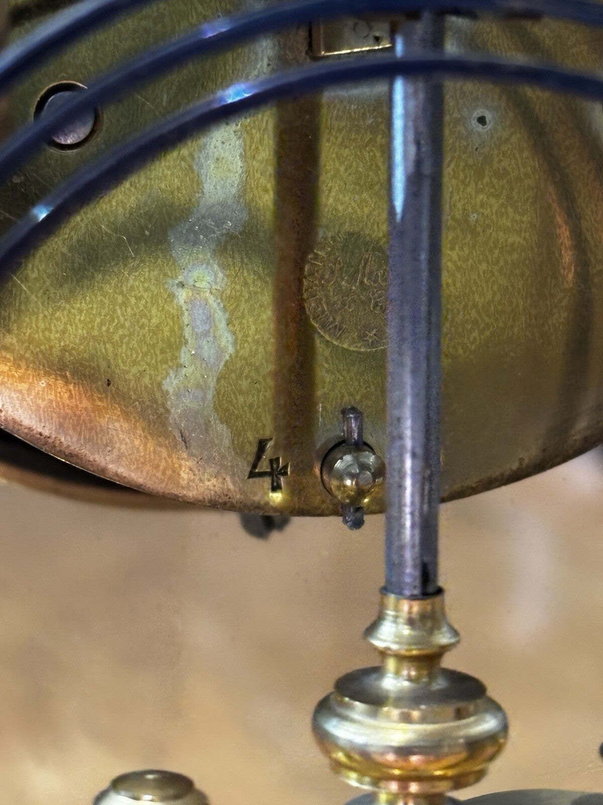 Victorian Brass 4 Glass Clock, Ticking Away & Chimes On A Gong. photo 699.0