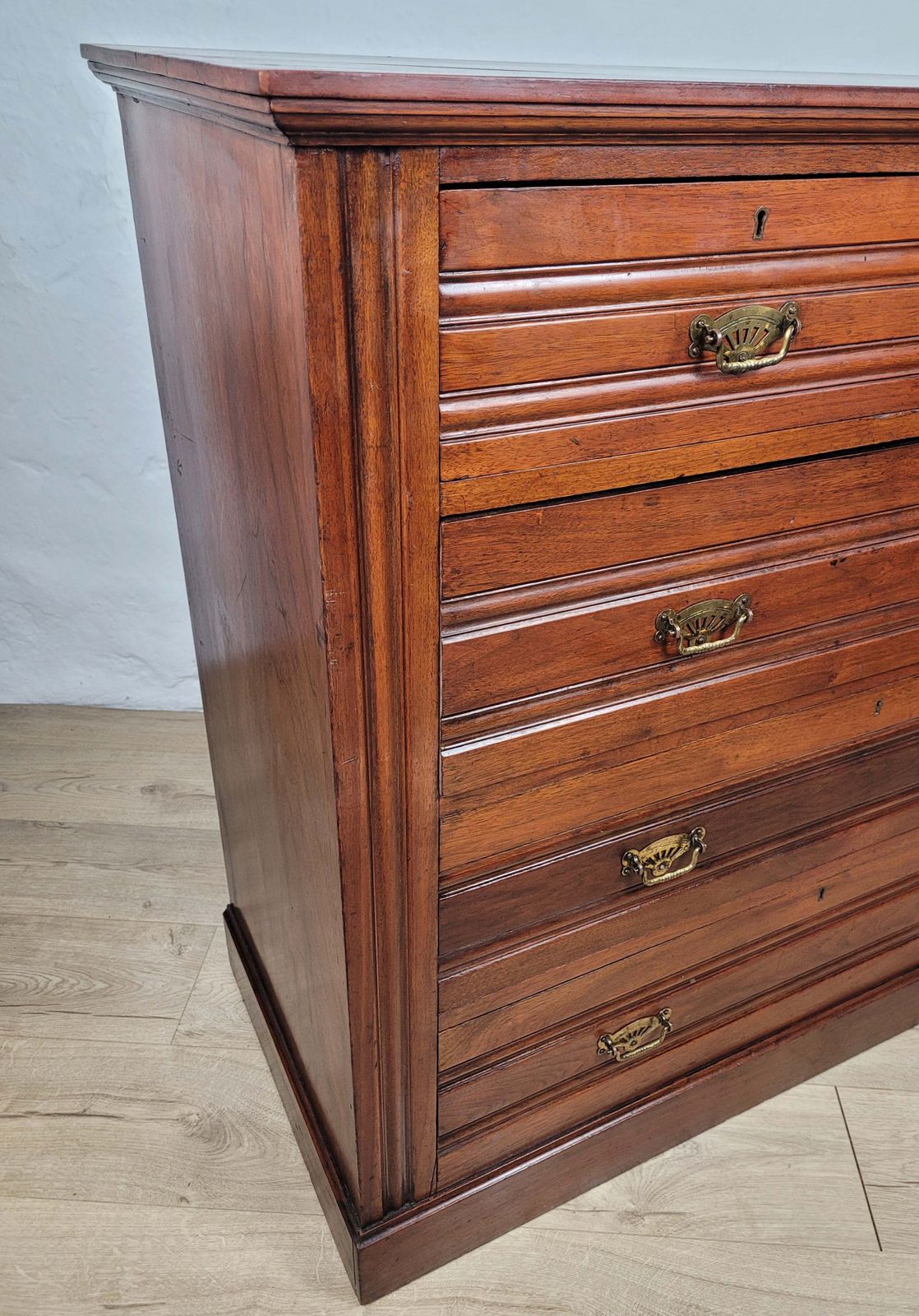 Edwardian Chest Of Drawers Walnut 2 Over 3 1910s Drop photo buy