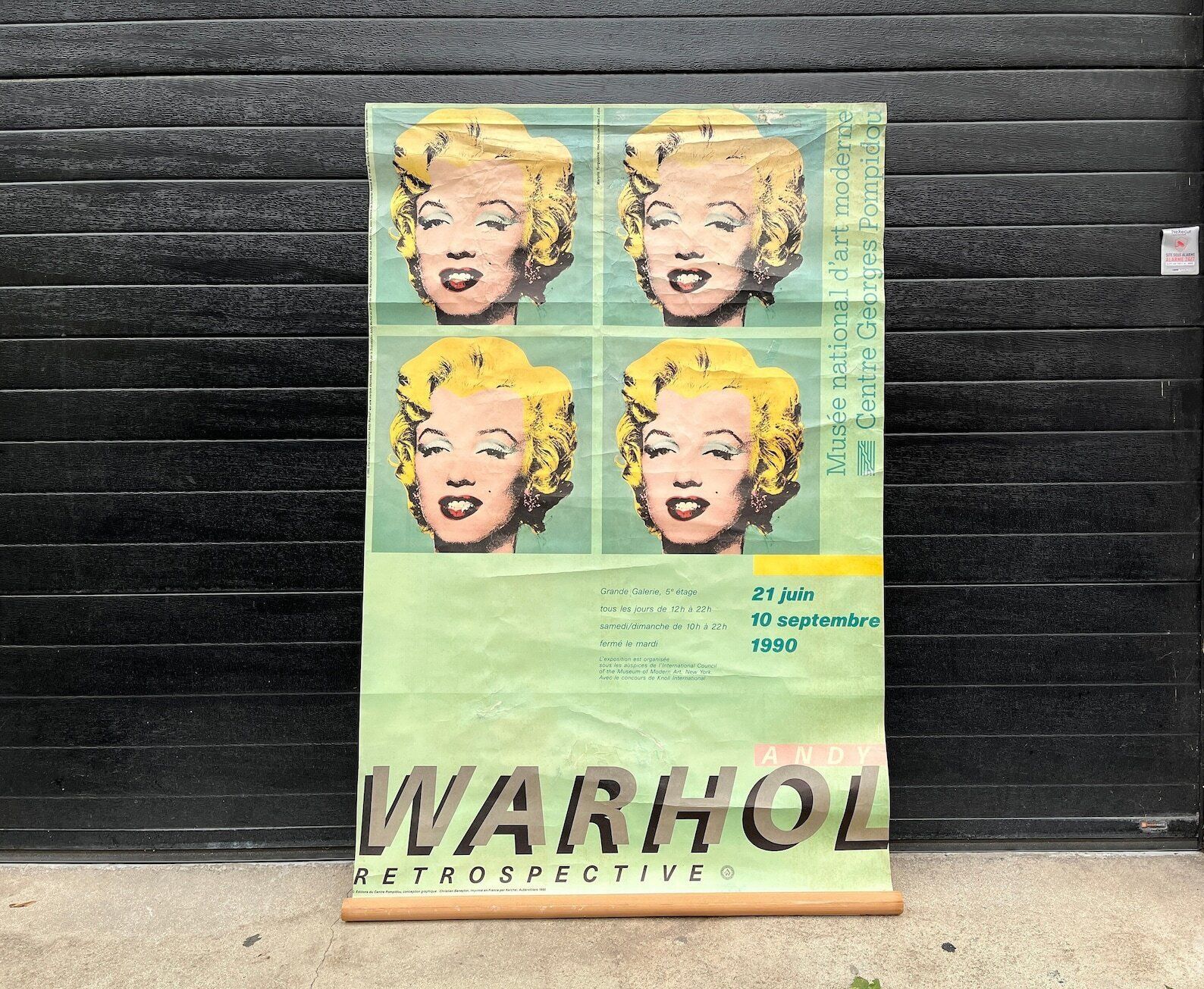 Giant Andy Warhol Rare Poster From The Exhibition "Retrospective" 1990, Original Pop Art Serigraph, Marylin Monroe Vintage French Poster