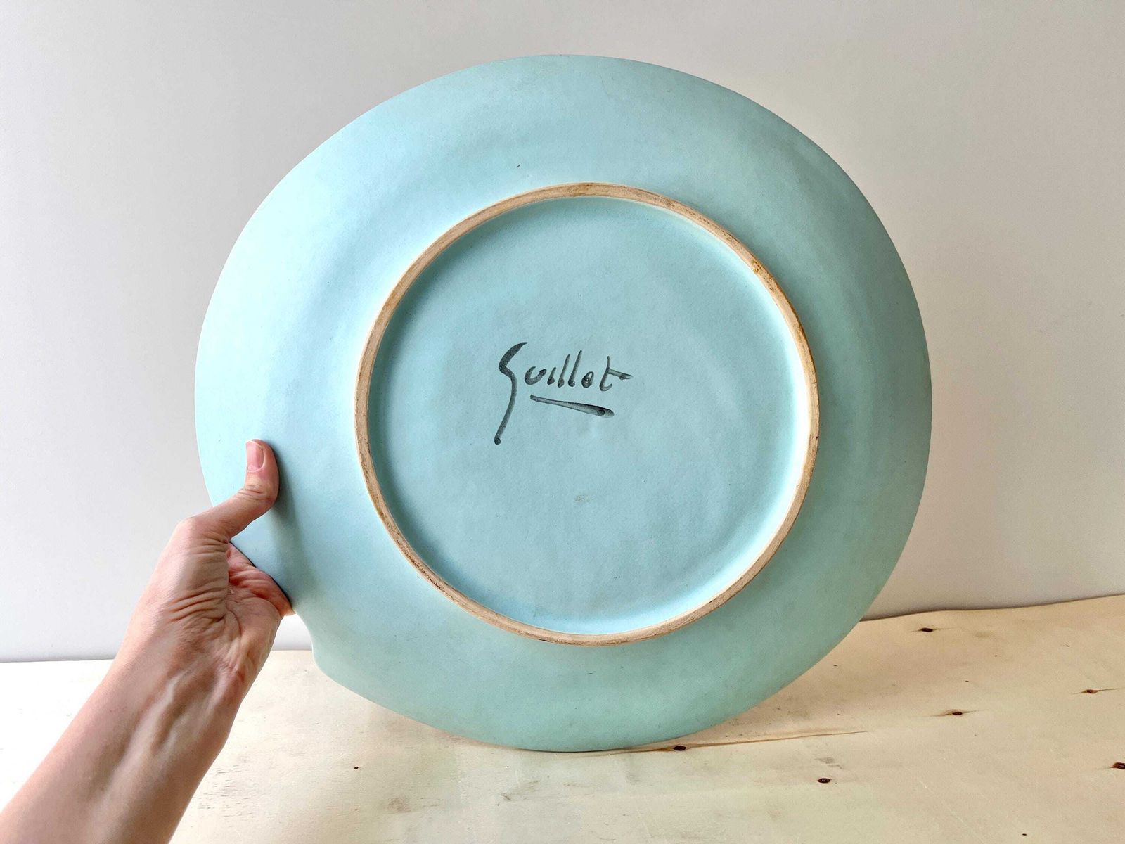 photo vinterior Giant Ceramic Shell Dish By Dominique Guillot For Vallauris 1960, French Xxl Oyster Seafood Plate