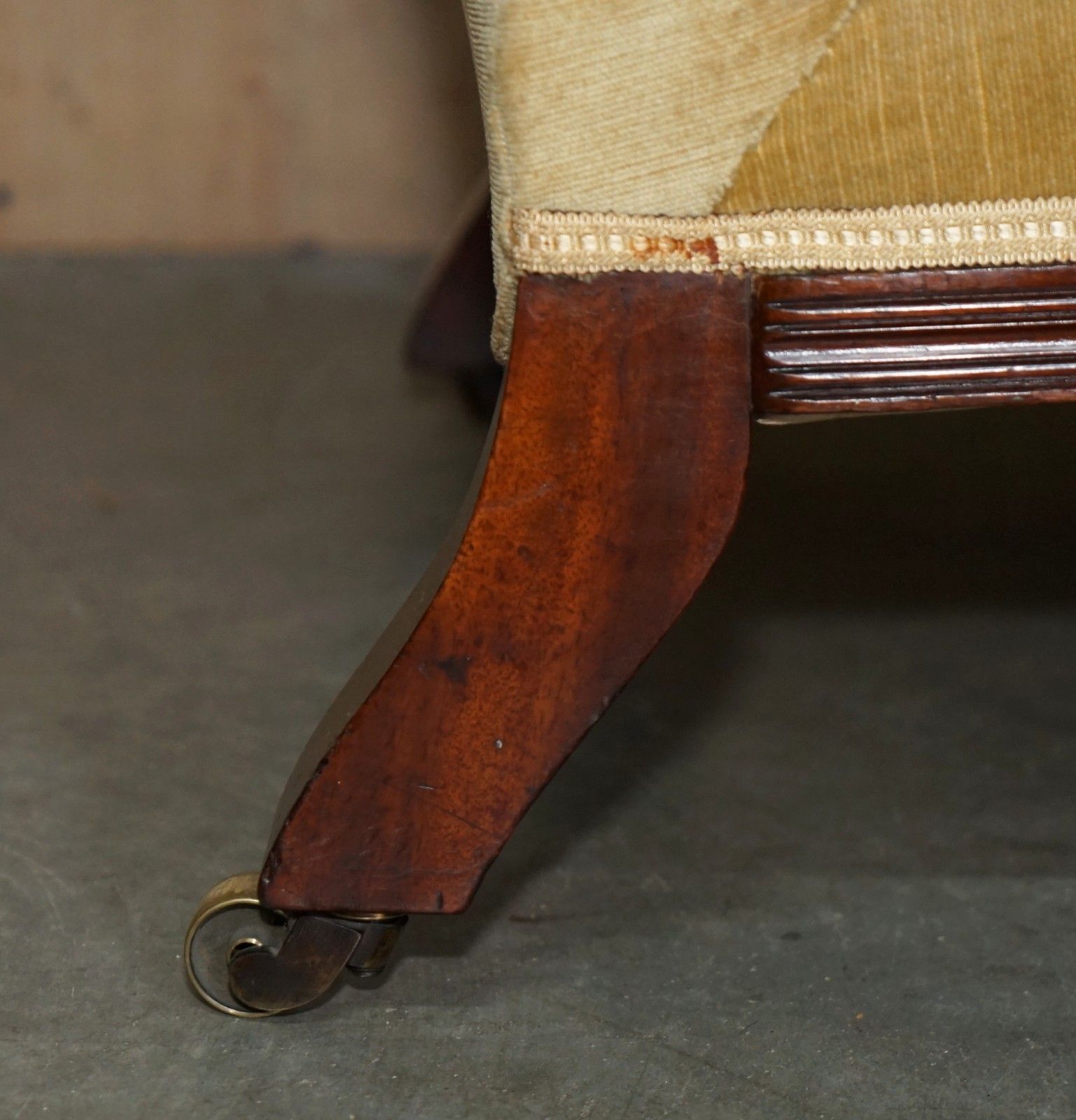 photo buy Howard & Son's Attributed Antique Victorian Open Library Armchair Stamped Legs