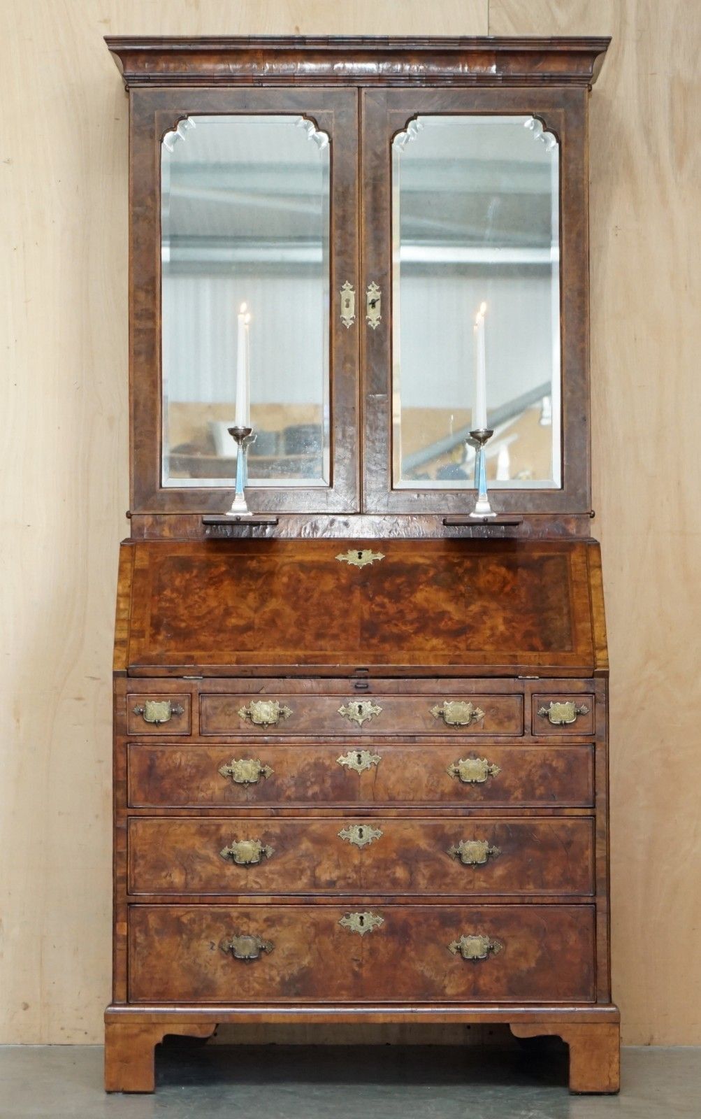 Finest Quality Antique George II Circa 1740 Burr Walnut Library Bureau Bookcase photo furniture