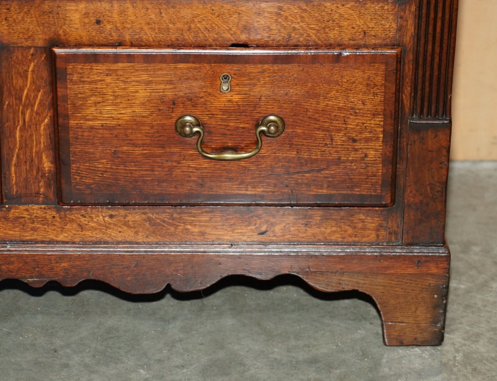 Antique 18th Century Georgian Hinged Top English Oak Mule Chest Of Drawers photo vintage
