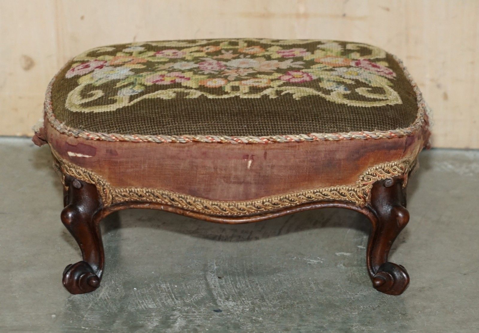 Pair Of Antique Victorian 1860 Upholstered Small Wingback Armchair Footstools photo Furniture