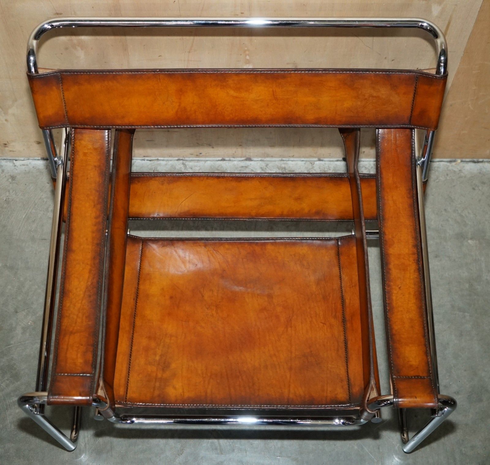 Pair Of Restored Marcel Breuer Fasem 1980's Wassily B3 Brown Leather Armchairs photo vinterior