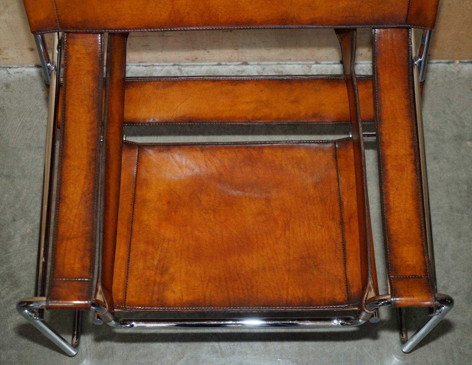 Pair Of Restored Marcel Breuer Fasem 1980's Wassily B3 Brown Leather Armchairs photo buy