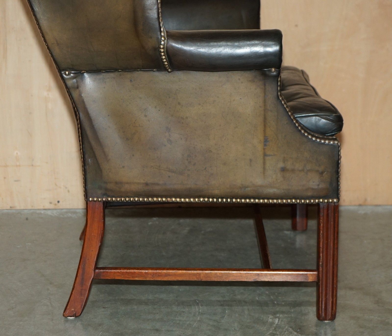 photo for sale Stunning Antique Victorian Leather Wingback Armchair Thomas Chippendale Buttons