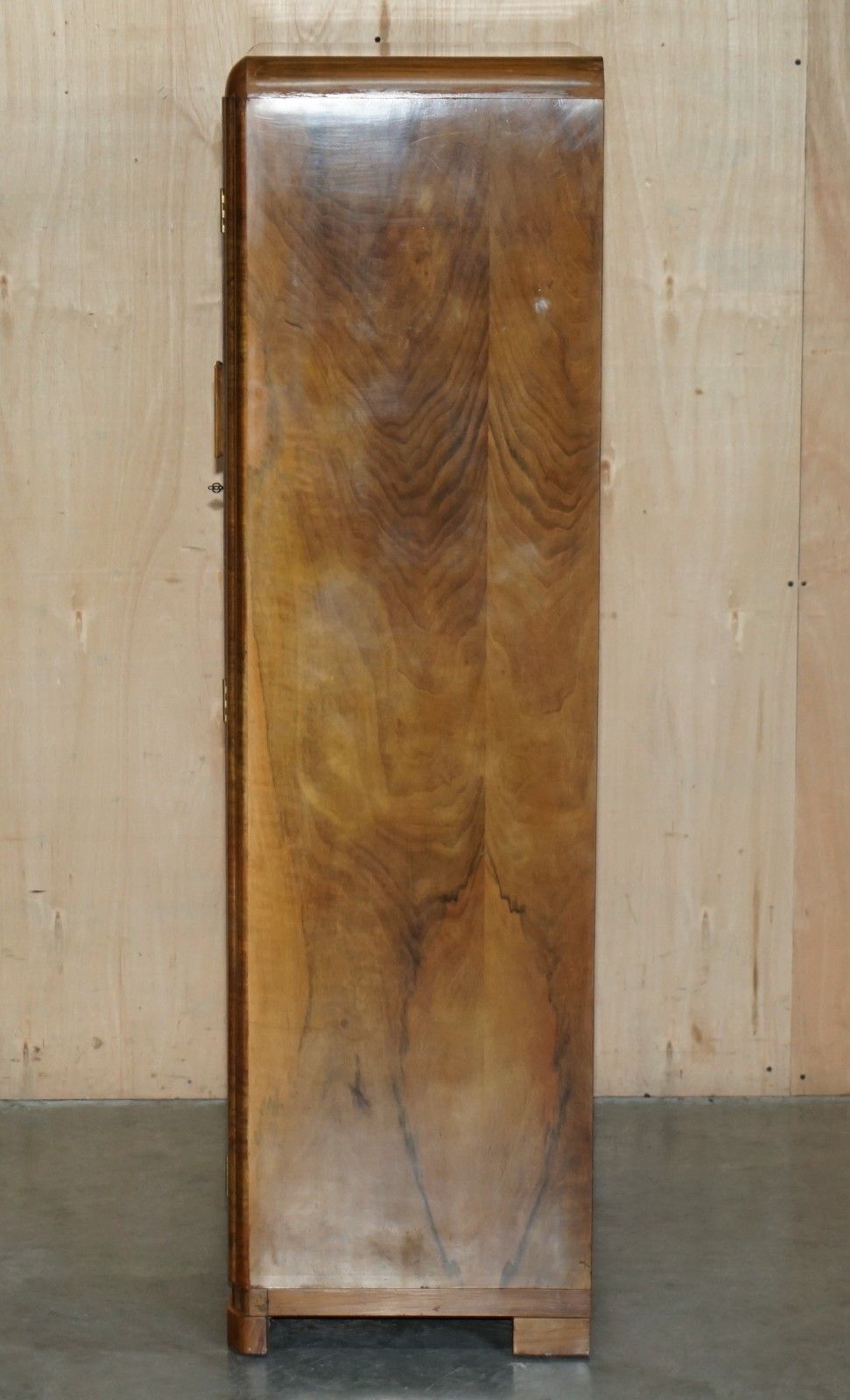 photo for sale Small 153cm Tall Art Deco Circa 1930's Satin Burr Walnut Wardrobe Part Of Suite