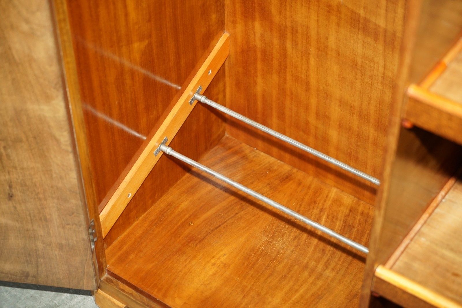 photo vintage Small 153cm Tall Art Deco Circa 1930's Satin Burr Walnut Wardrobe Part Of Suite