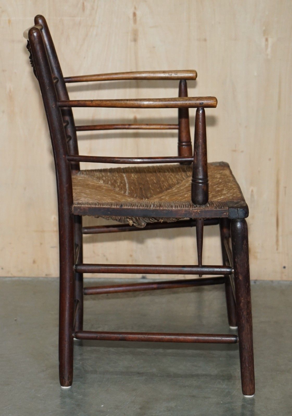 photo buy Ebonised Antique Original William Morris Sussex Armchair Seen In The V&A Museum