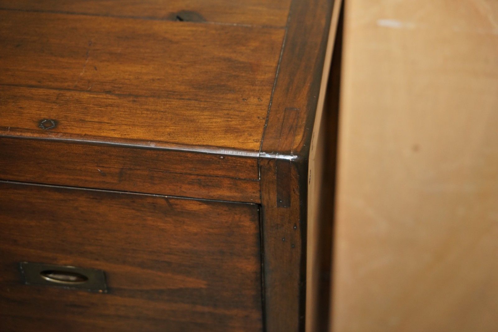Lovely Large Vintage Hardwood Military Campaign Style Chest Of Drawers Part Set photo vintage
